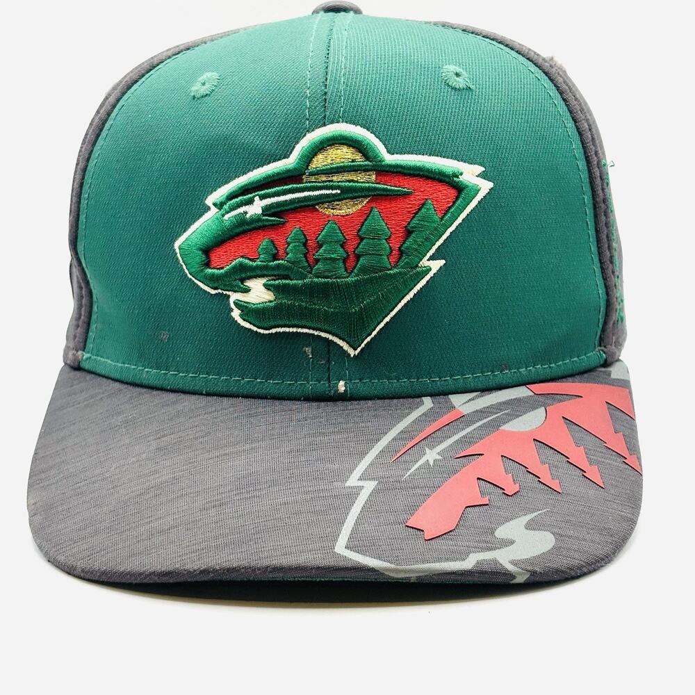 Minnesota Wild Hat Reebok Center Ice Fitted S/M Logo Tree Bill Hockey